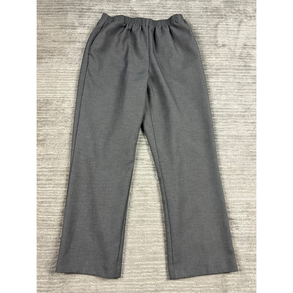 Alfred Dunner Pants Women 8 Gray Pull On Straight Leg Elastic Waist High Rise
